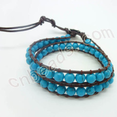 2 circles handmade turquoise chan luu bracelet wholesale from China beads factory