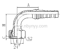 20593-W/20593-T 90°METRIC FEMALE 24°CONE O-RING H.T. HYDRAULIC TUBE FITTING HOSE FITTING PIPE FITTING