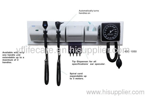 Diagnostic Wall Unit Set complete with 3.5V Coaxial Ophthalmoscope, 3.5V Fiber Otoscope
