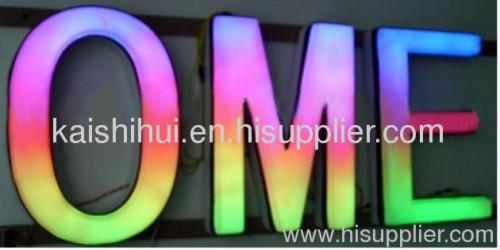 Acrylic channel letter with front RGB lighting