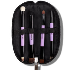 4PCS Duo End Portable Makeup Brush Kit with Zipper Cosmetic pouch