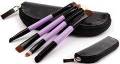 4PCS Duo End Portable Makeup Brush Kit with Zipper Cosmetic pouch
