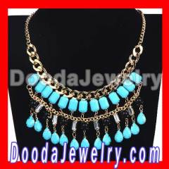 Chunky Turquoise Resin Pendant Choker Bib Necklace Wholesale