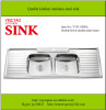 Double bowls double drain stainless steel sink