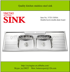 Double Bowls double drain kitchen stainless steel Sink