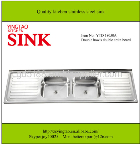 Double bowls double drain stainless steel sink