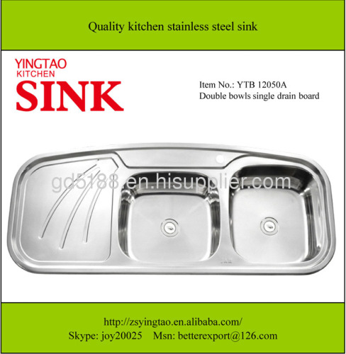 Double bowls single drainer kitchen sink