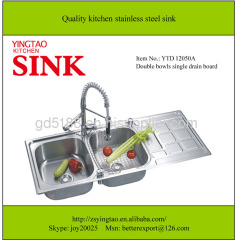 Double bowls single drain inox sink vegetable wash basin