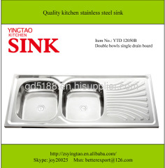 Double bowl single drainer stainless steel sink