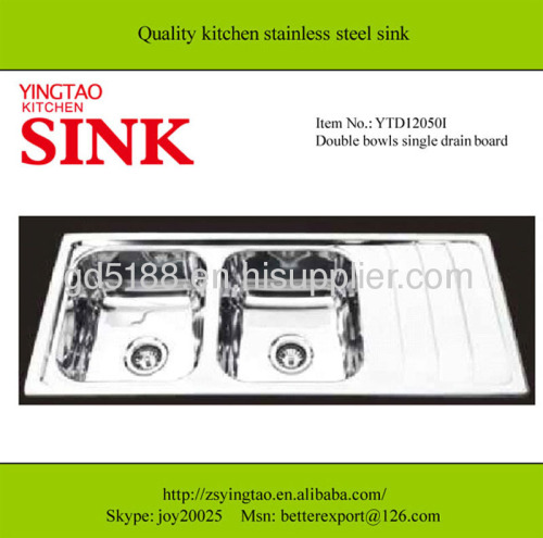 Square bowls kitchen stainless steel sink double bowl with drain board