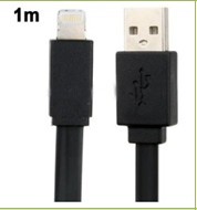 black good Noodle Style USB Data Sync Charger Cable for iPhone 5, Length: 1m