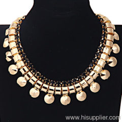 Gold Filled Jewelry,Artificial Stone Scalloped Choker Collar Necklace