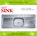 Single bowl double drains inox sink 1.5 meter