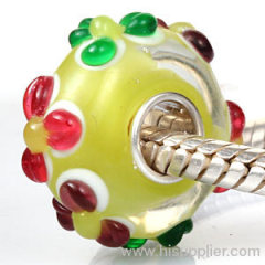 Mix 50 Pcs Big Hole Lampwork Glass Charm european Mixed Lots Beads