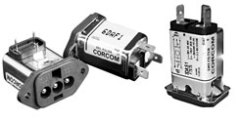 Compact RFI Line Filters with DC Inlet Connector. Flange Mount and Snap-In