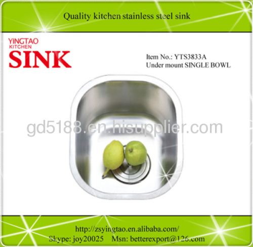 Undermount kitchen single bowl sink stainless steel 