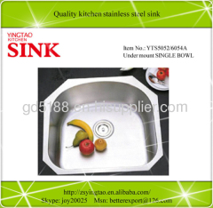 Undermount kitchen single bowl sink stainless steel