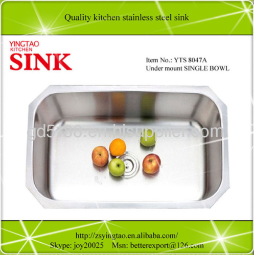 Undermount kitchen single bowl sink stainless steel 