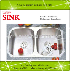 uCPC undermount kitchen stainless steel sink double bowls