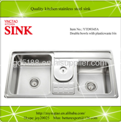 Double bowls with waste bin multifunction wash basins