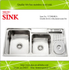 Double bowls with waste bin multifunction stainless steel sinks