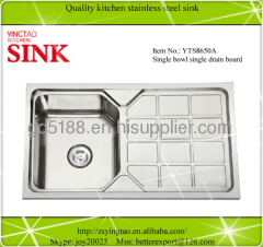 Single bowl with drainer board kitchen sink