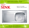 Top counter stainless steel sink through