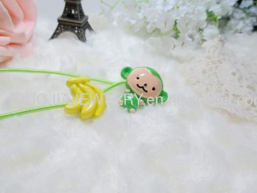 Children Hair accessories, Children Hair ornament SBFS1102 Monkey eating Banana Hair Rubber Bands/Hair Elastic Band