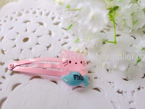 Handmade ZBBJ018 Cute cat eating fish BB Hairpin/Hair Clip/Hair Grip for girls