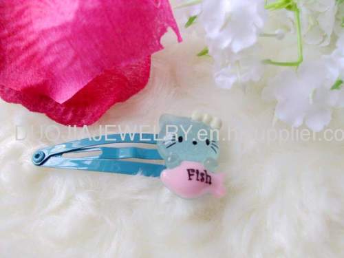 Handmade ZBBJ018 Cute cat eating fish BB Hairpin/Hair Clip/Hair Grip for girls