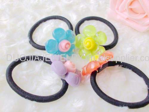 Hair accessories, Hair ornament DFS005 Flower Shape Resin Hair Rubber Bands, Hair Elastic Bands