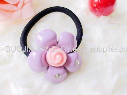 Hair accessories, Hair ornament DFS005 Flower Shape Resin Hair Rubber Bands, Hair Elastic Bands