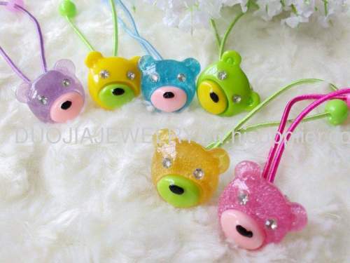 Fancy Handmade DFS007 Lovely Bear Hair Rubber Bands with Resin Design Children Hair accessories, Children Hair ornament