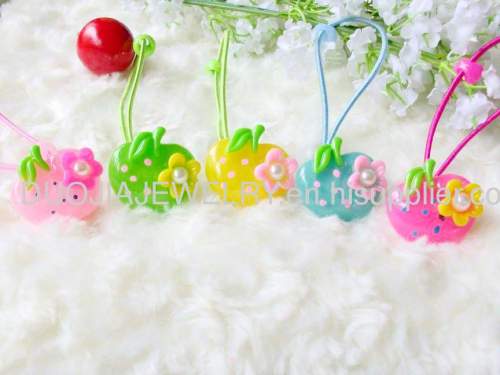 Handmade DFS033 Apple Resin Hair Rubber Band /Hair Elastic Band Children Hair accessories, Children Hair ornament