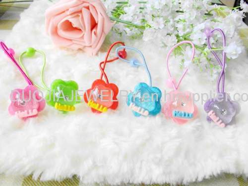 Children Hair accessories, Children Hair ornament DFS035 Flower Shape Resin Rubber Band /Hair Elastic Band for Girls