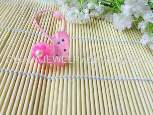 Children Hair accessories, Children Hair ornament DFS039 Heart Shape Resin Rubber Band /Hair Elastic Band for Girls