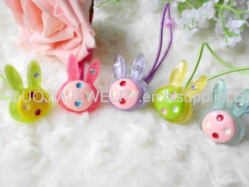 Children Hair accessories, Children Hair ornament Handmade DFS044 Attractive Rabbit Resin Rubber Band /Hair Elastic Band