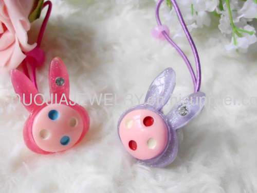 Children Hair accessories, Children Hair ornament Handmade DFS044 Attractive Rabbit Resin Rubber Band /Hair Elastic Band