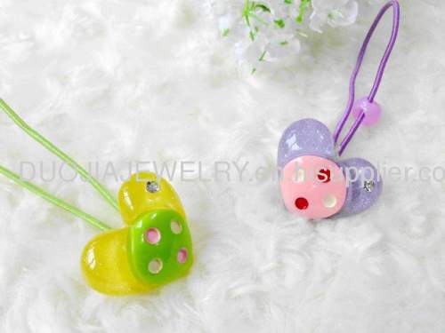 Children Hair accessories, Children Hair ornament DFS048 Heart Shape Resin Rubber Band /Hair Elastic Band for Girls