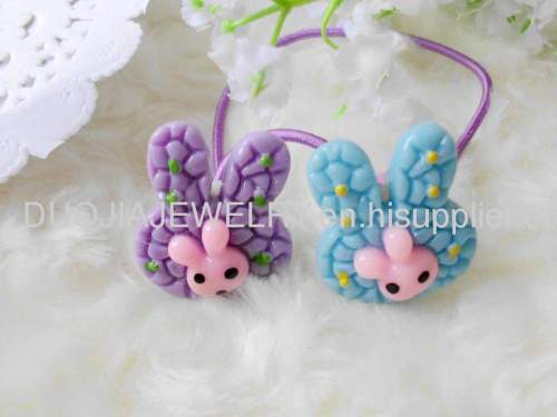 Children Hair accessories, Children Hair ornament SBDFS005 Lovely Rabbit Shape Resin Hair Rubber Band/Hair Elastic Band