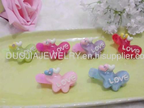 Children Hair accessories, Children Hair ornament Handmade BBJ007 Cute Heart Resin Duck Mouth Hairpin/Hair Clip