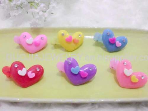 BBJ010 Lovely Heart Shape Resin Duck Mouth Hairpin/Hair Clip Children Hair accessories, Children Hair ornament