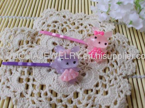 Children Hair accessories, Children Hair ornament YZJ005 Rabbit Shape Iron and Resin Hair Clip/ Hair Grip/ Hairpin