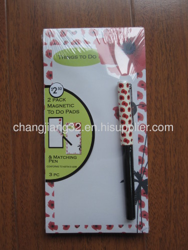 Flower Series Stationery Magnetic List Pad with pen