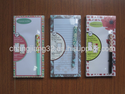 Flower Series Stationery Magnetic List Pad with pen