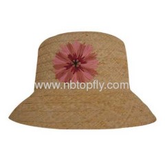 raffic bucket hats small brim with flower trim