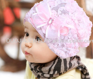 Baby Hair Accessories Baby Hair Ornament The Korean Style baby hat, lace flower Princess hat in spring and autumn