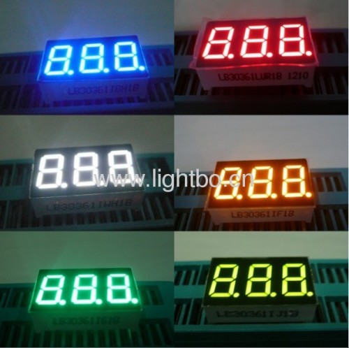 display a led ultra blu, bianco, verde, rosso e ambra a 3 cifre da 0,36 pollici a 7 segmenti utilizzato per gli indicatori di temperatura