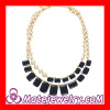 Two layered Resin Stone Imitation Pearl Bib Kate Spade Asymmetrical Necklace