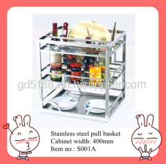 Stainless steel pull out basket with soft closing slides